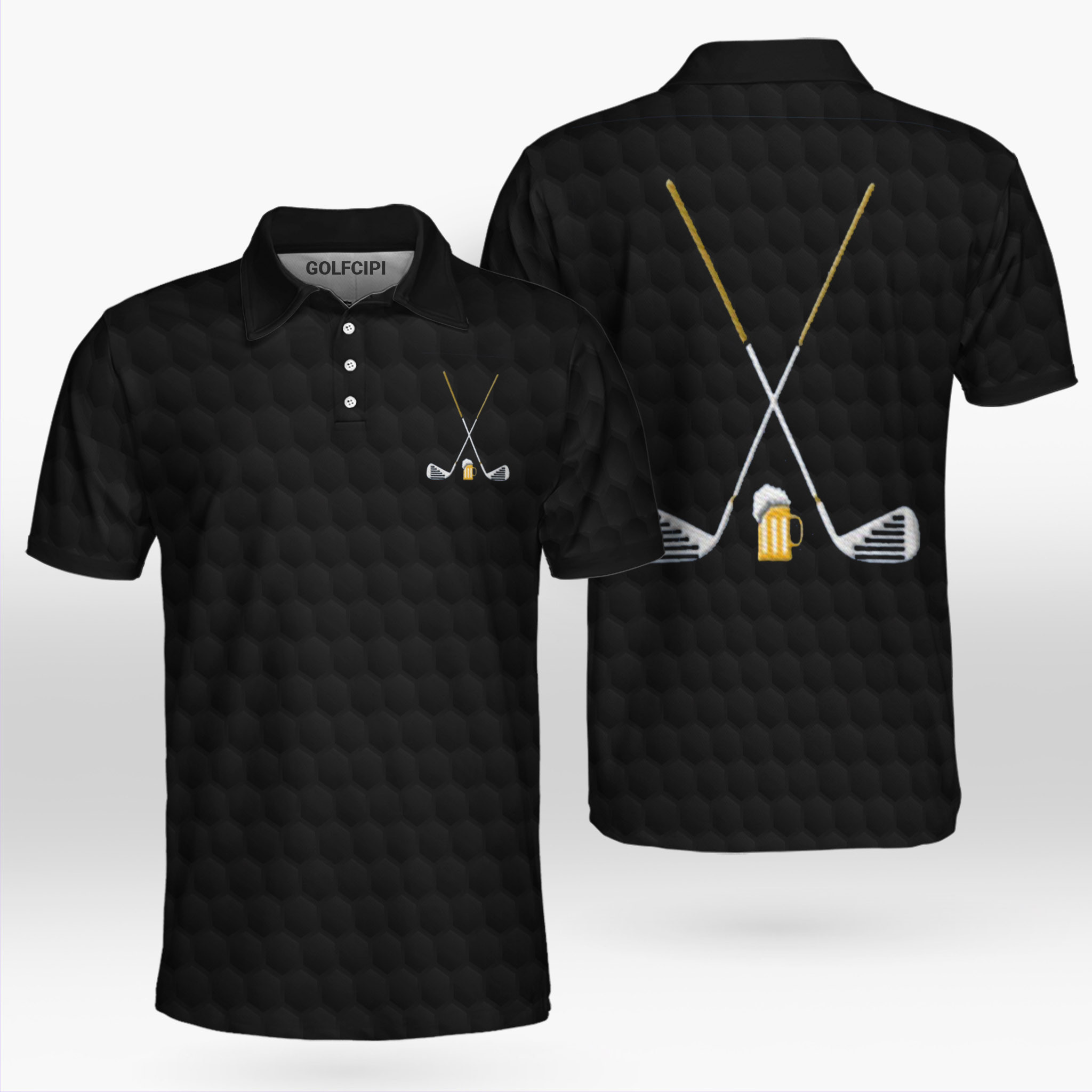 Golf Clubs And Golfers Love Drinking Beer Polo Shirt Best Golf Shirts For Men