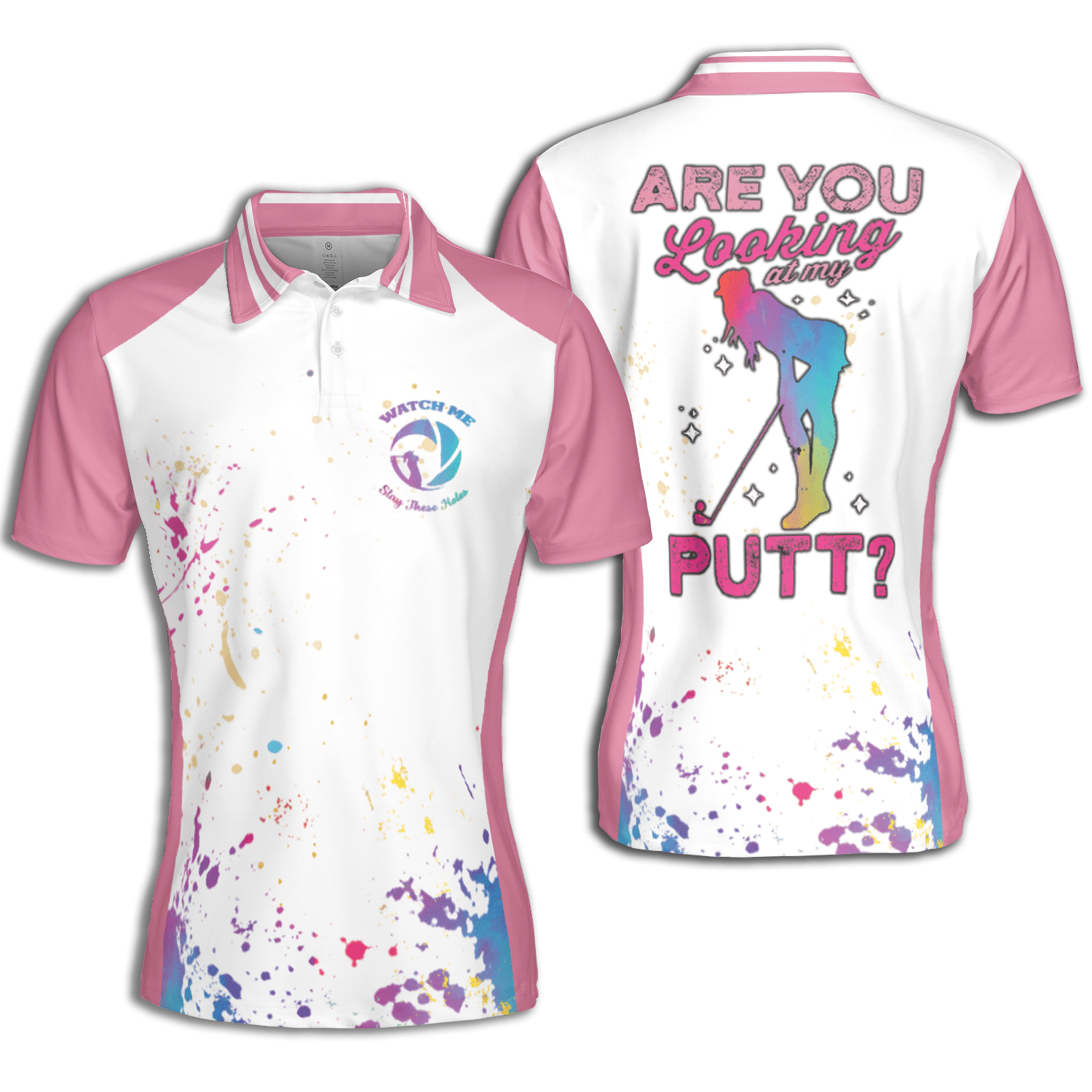 Golf Colorful Women Are You Looking At My Putt Short Sleeve Woman Polo Shirt