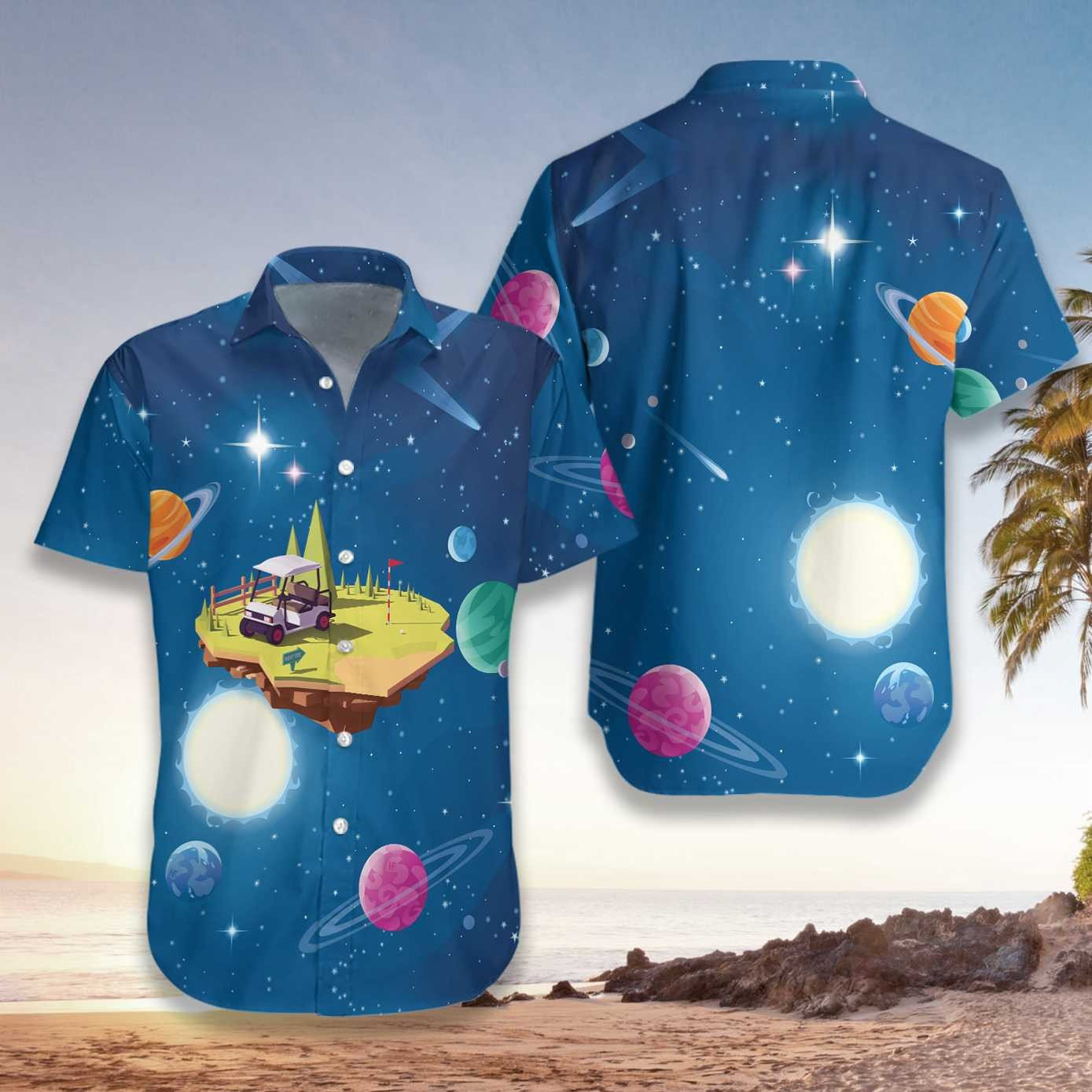 Golf Course Among The Galaxy Hawaiian Shirt Summer Aloha Shirt