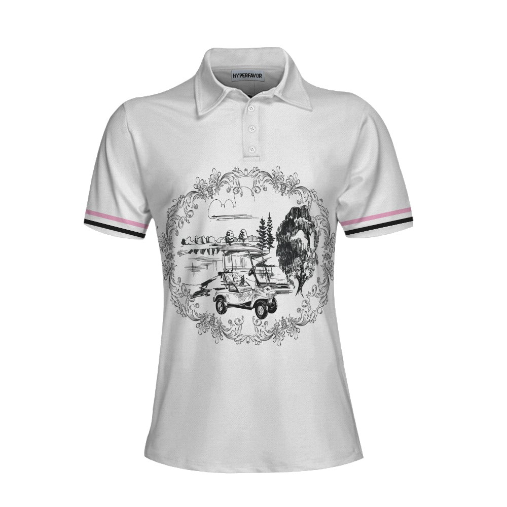 Golf Course Sketch Golf Short Sleeve Women Polo Shirt Golf Shirt For Ladies Gift For Female Golfers