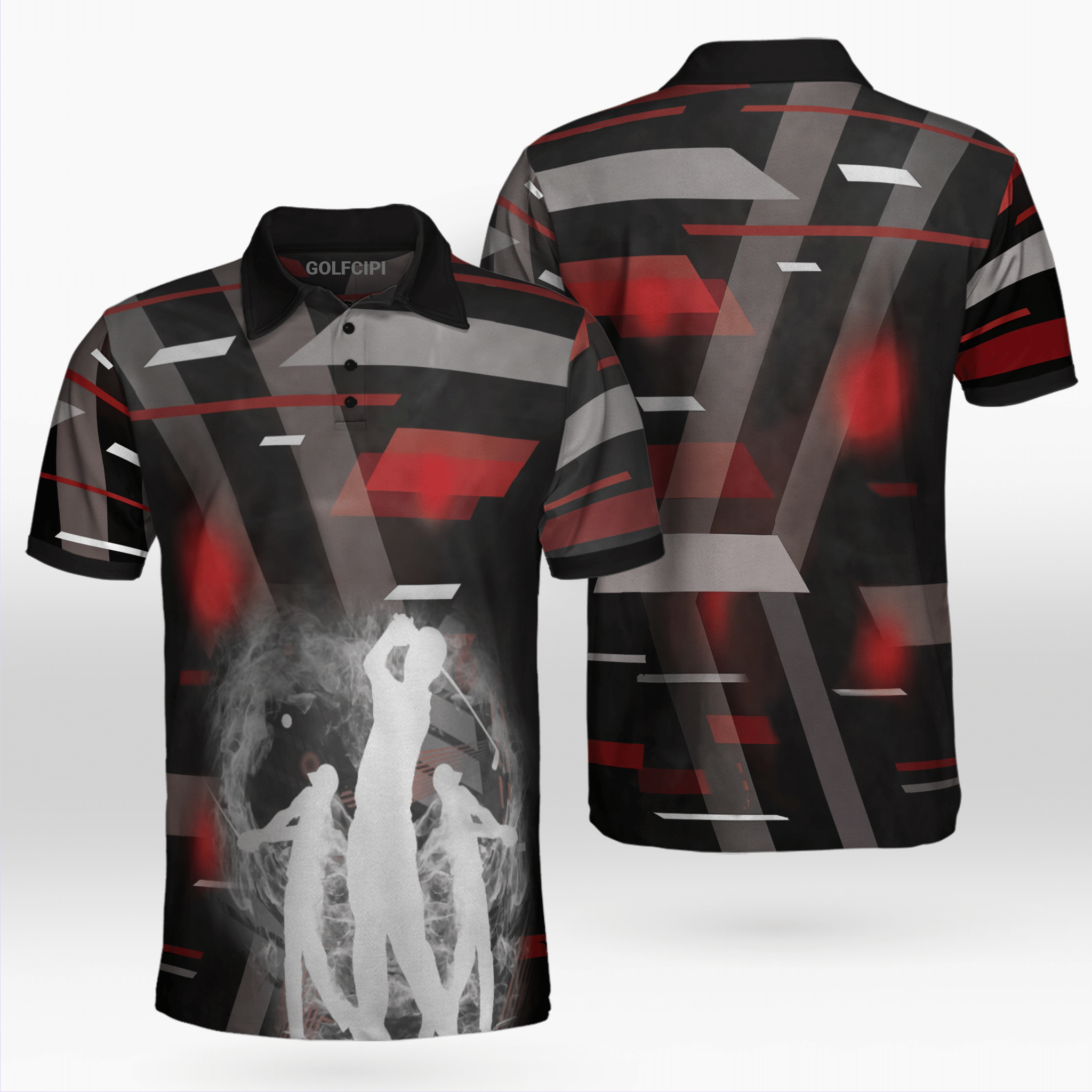 Golf Digital On Smoke Patterned Golf Shirt Golf Shirts Short Sleeve Polo For Men