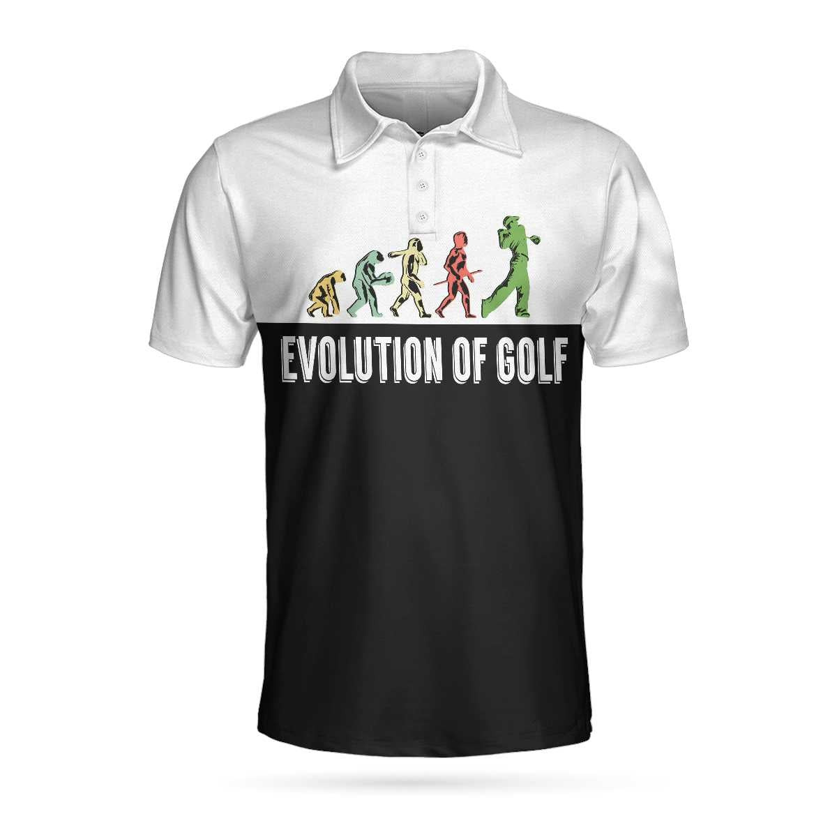 Golf Evolution Vintage Short Sleeve Polo Shirt Elegant Back And White Polo Shirt Best Golf Shirt For Men