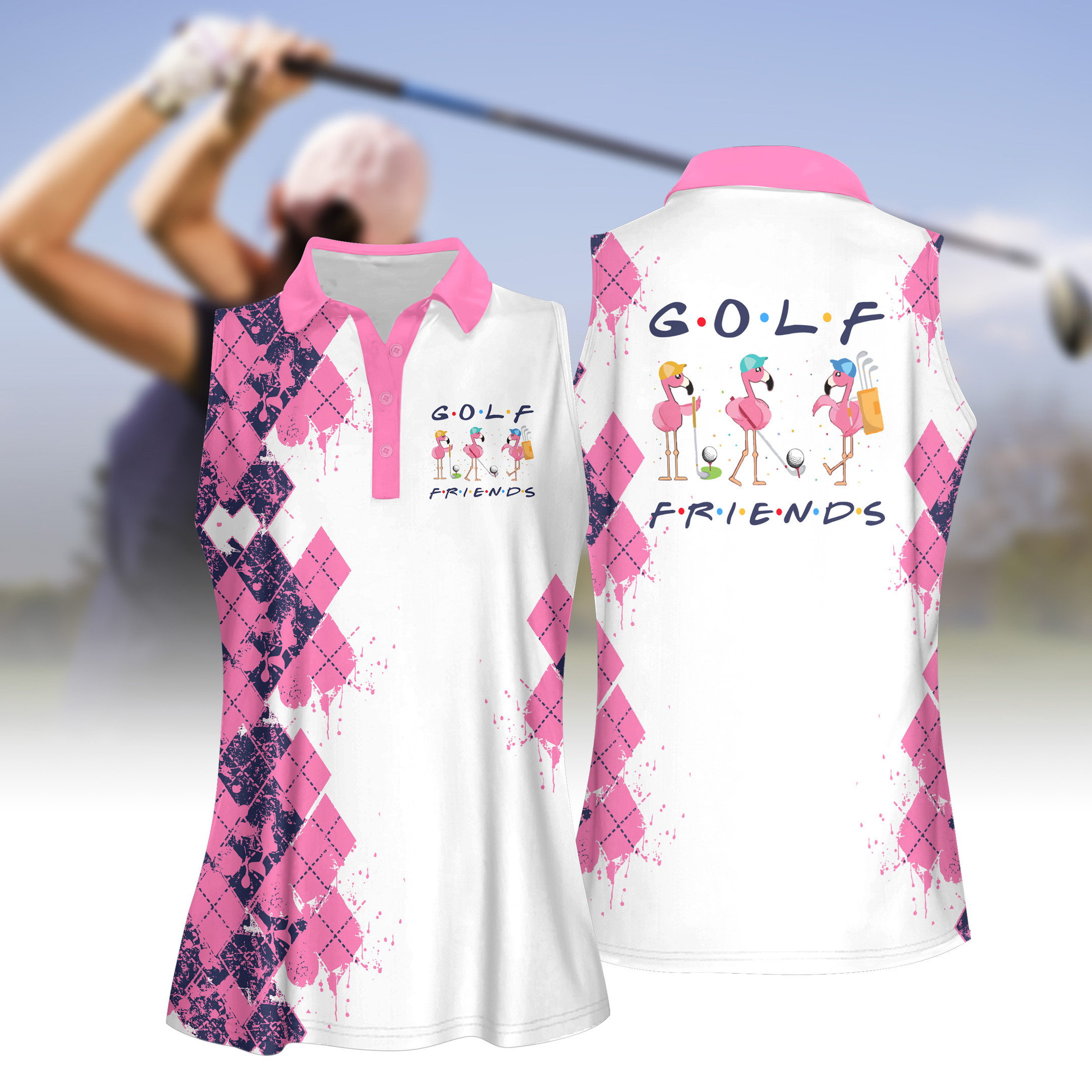 Golf Friends Women Short Sleeve Polo Shirt Sleeveless Polo Shirt