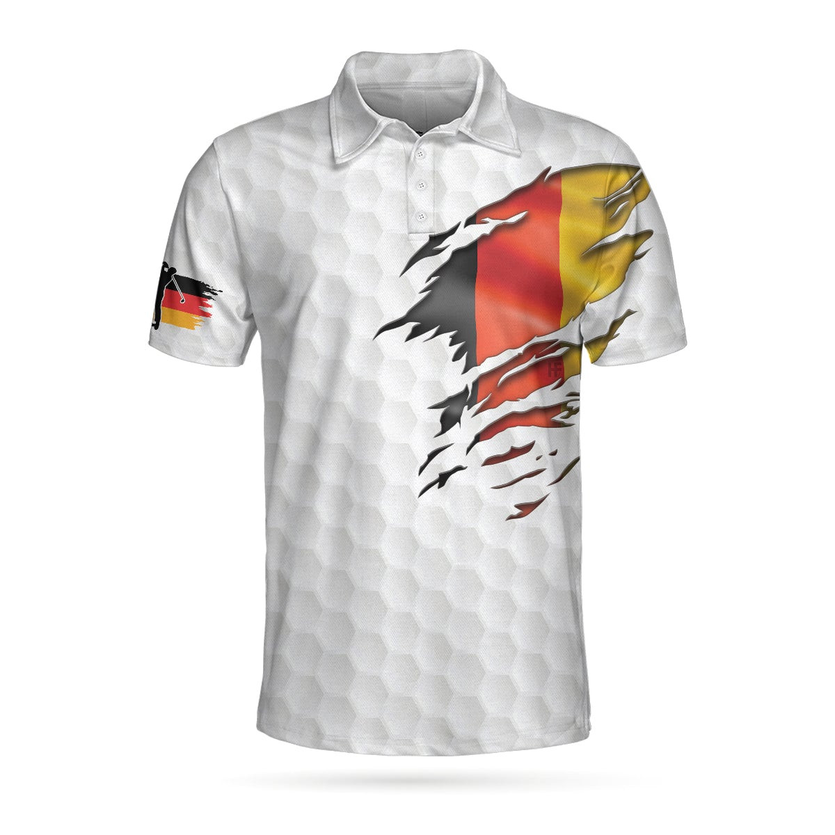 Golf German Flag Polo Shirt White Golf Pattern Polo Shirt Germany Golf Shirt For Men