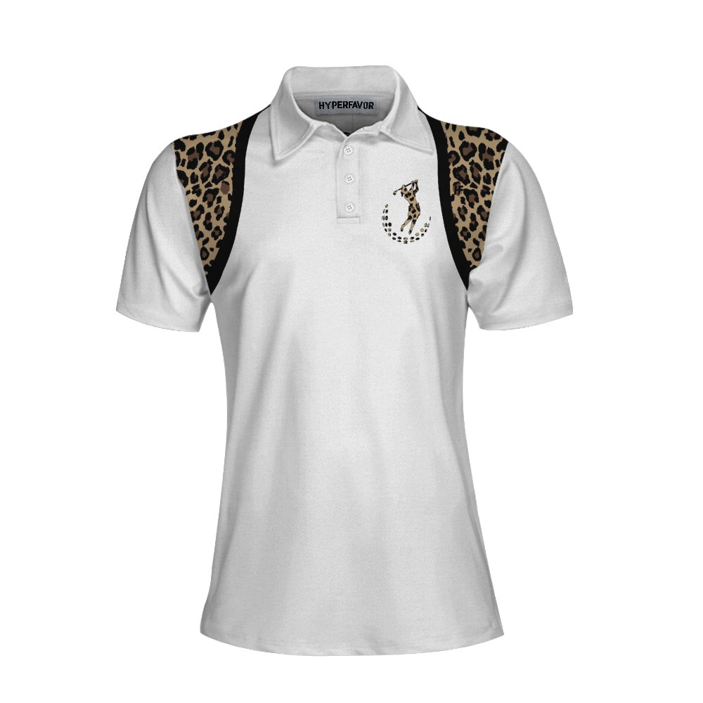 Golf Girl Leopard Pattern Shirt Short Sleeve Women Polo Shirt