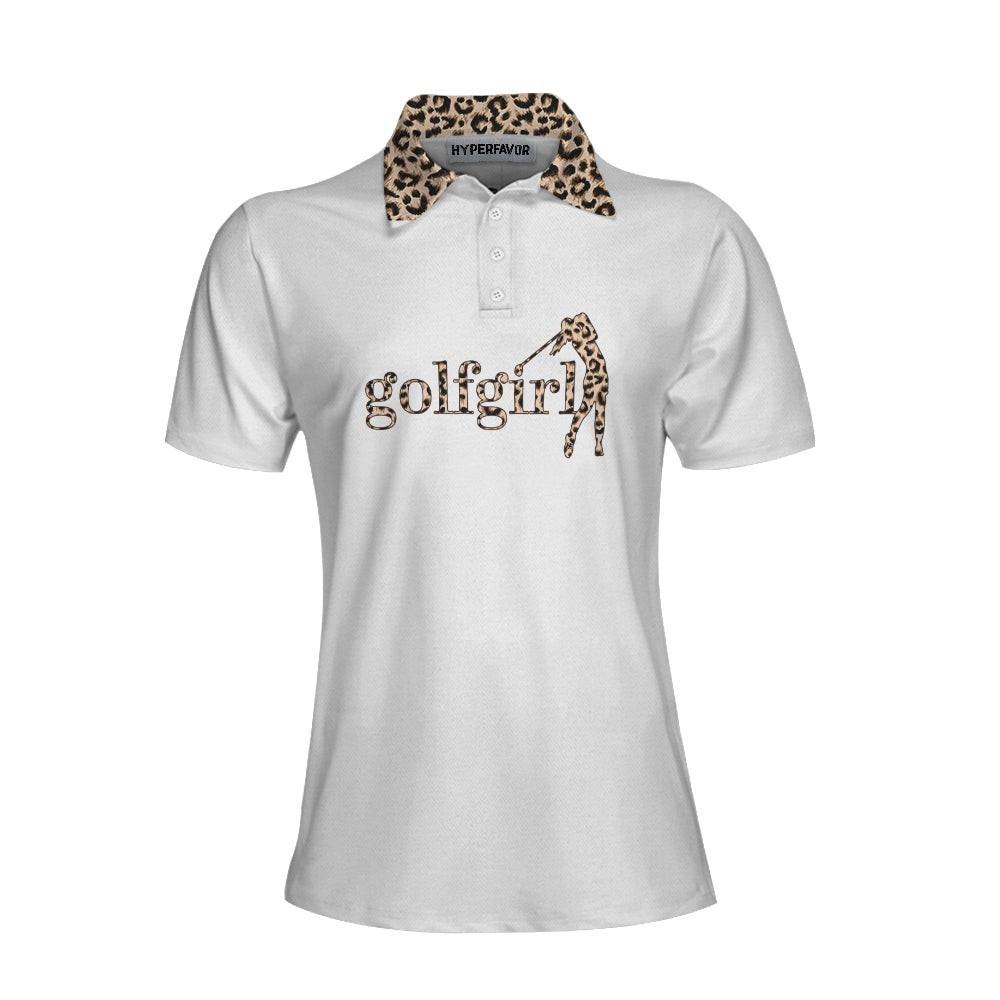 Golf Girl Leopard Pattern Short Sleeve Women Polo Shirt