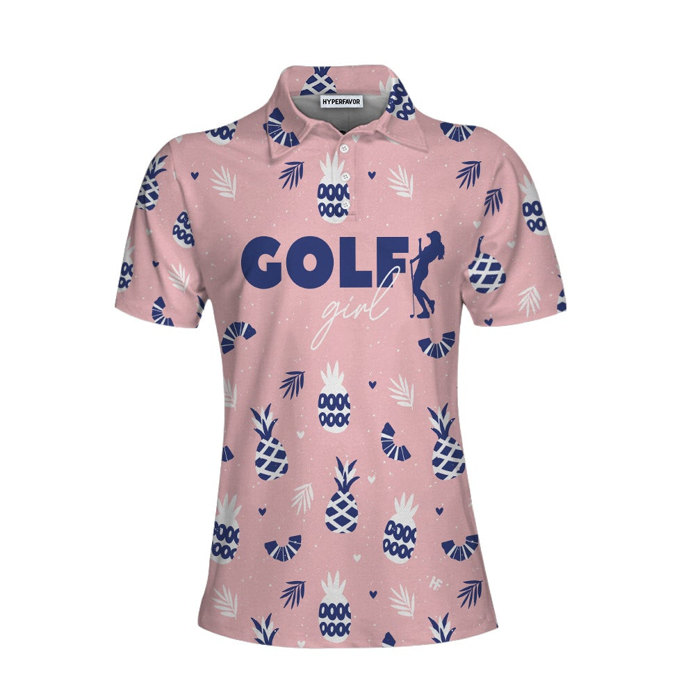 Golf Girl Summer Pattern Short Sleeve Women Polo Shirt Pink Golf Shirt For Ladies Unique Female Golf Gift