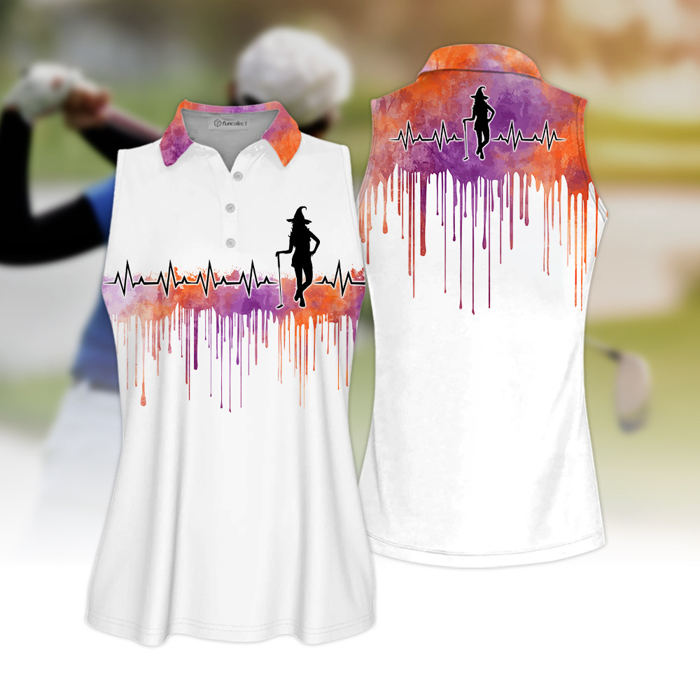 Golf Heart Beat Halloween Sleeveless Polo Shirt Sleeveless Zipper Polo Shirt Short Sleeve Long Sleeve Polo Shirt