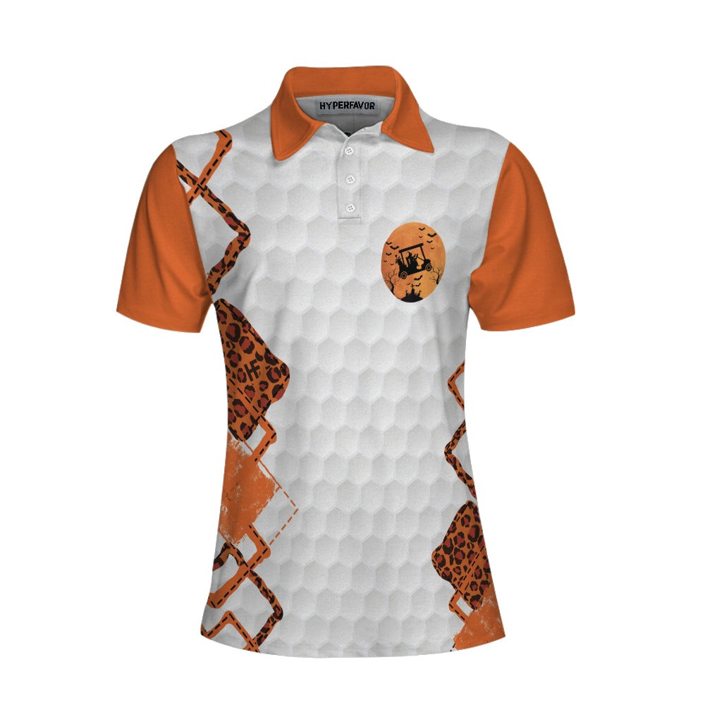 Golf I Have Two Titles Short Sleeve Women Polo Shirt Orange Leopard Golf Shirt For Ladies Gift For Golf Mom