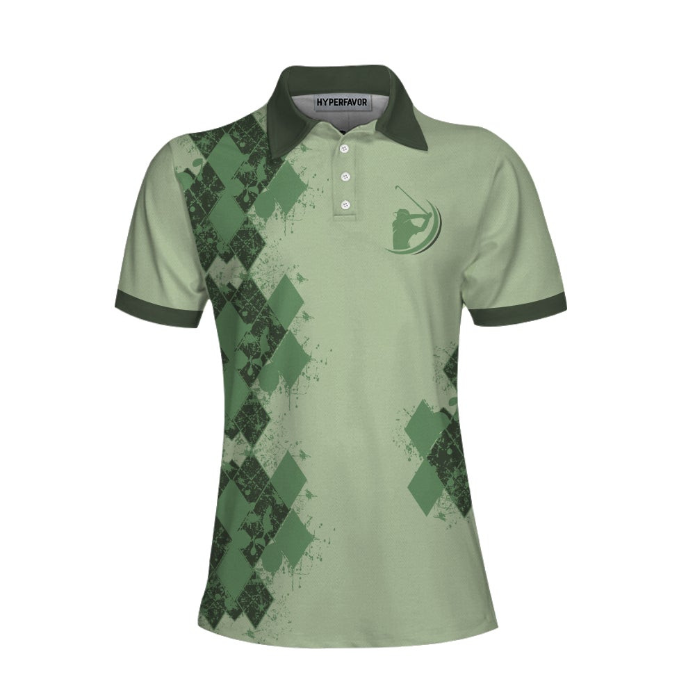 Golf I Know I Play Like A Girl Green Short Sleeve Women Polo Shirt Argyle Pattern Golf Shirt For Ladies Unique Female Golf Gift