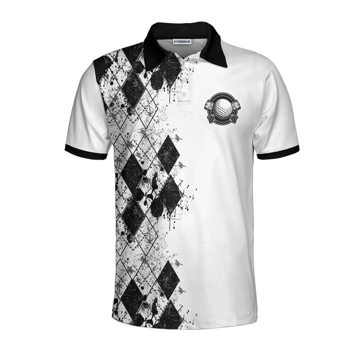 Golf I Like Motorcycles Polo Shirt Black And White Argyle Pattern Polo Shirt Best Golf Shirt For Golfers