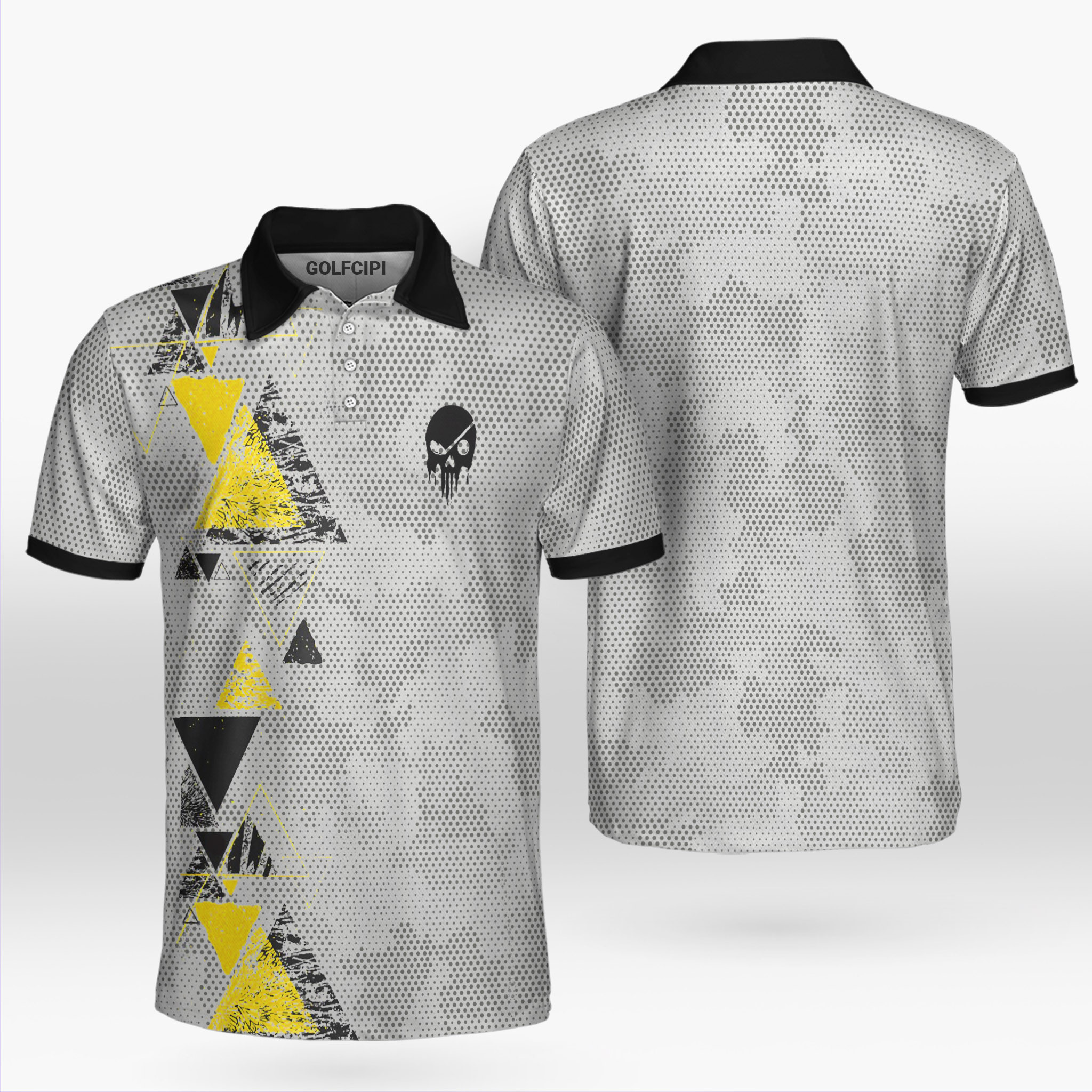 Golf Instructions Triangle Patterned Camo Golf Shirt Golf Shirts Short Sleeve Polo For Men