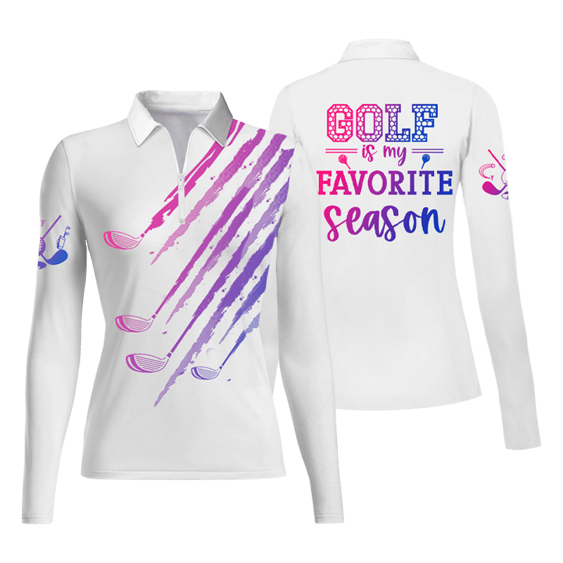 Golf Is My Favorite Season Womens Long Sleeve Golf Polo Casual Shirt