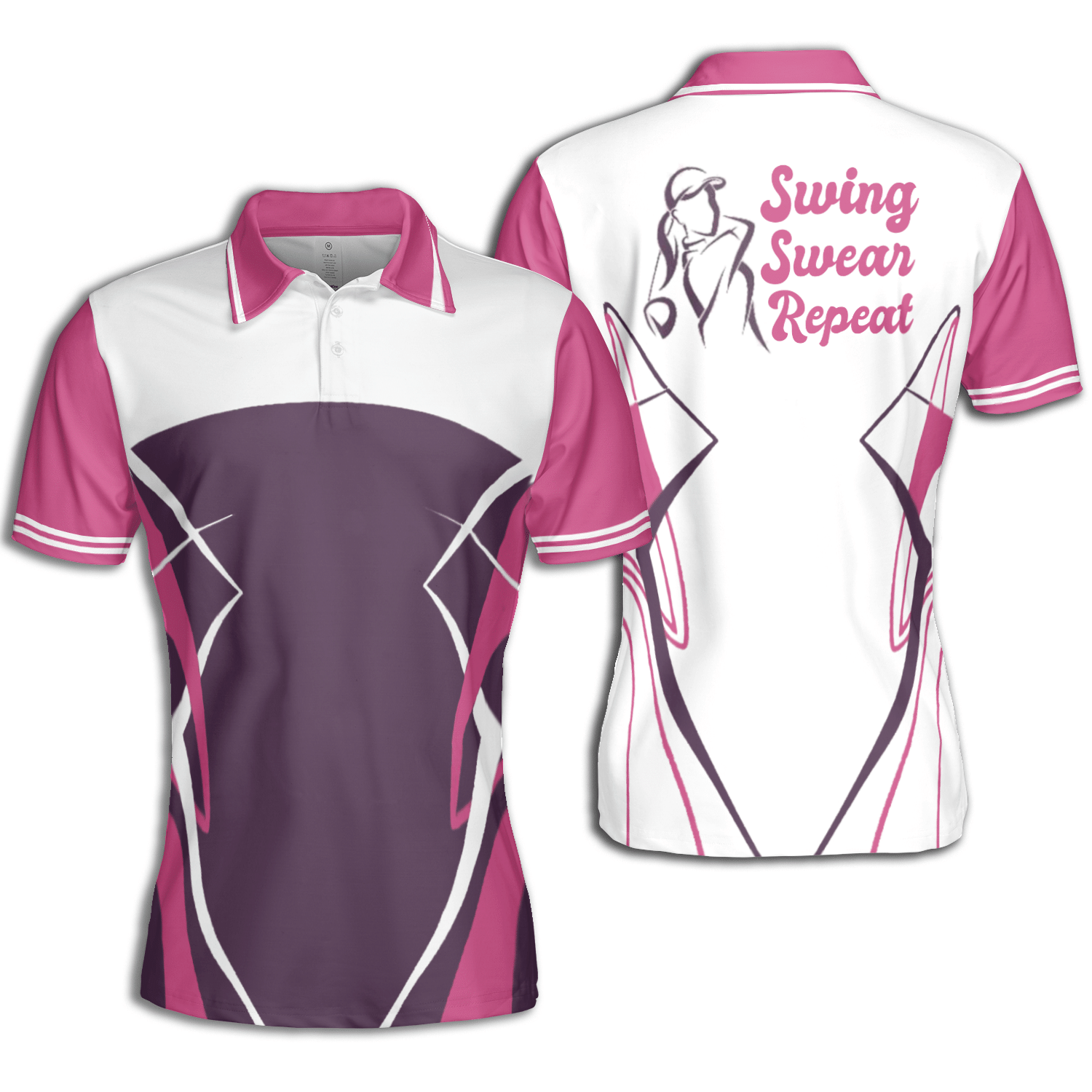 Golf Lady Swing Swear Repeat Short Sleeve Woman Polo Shirt