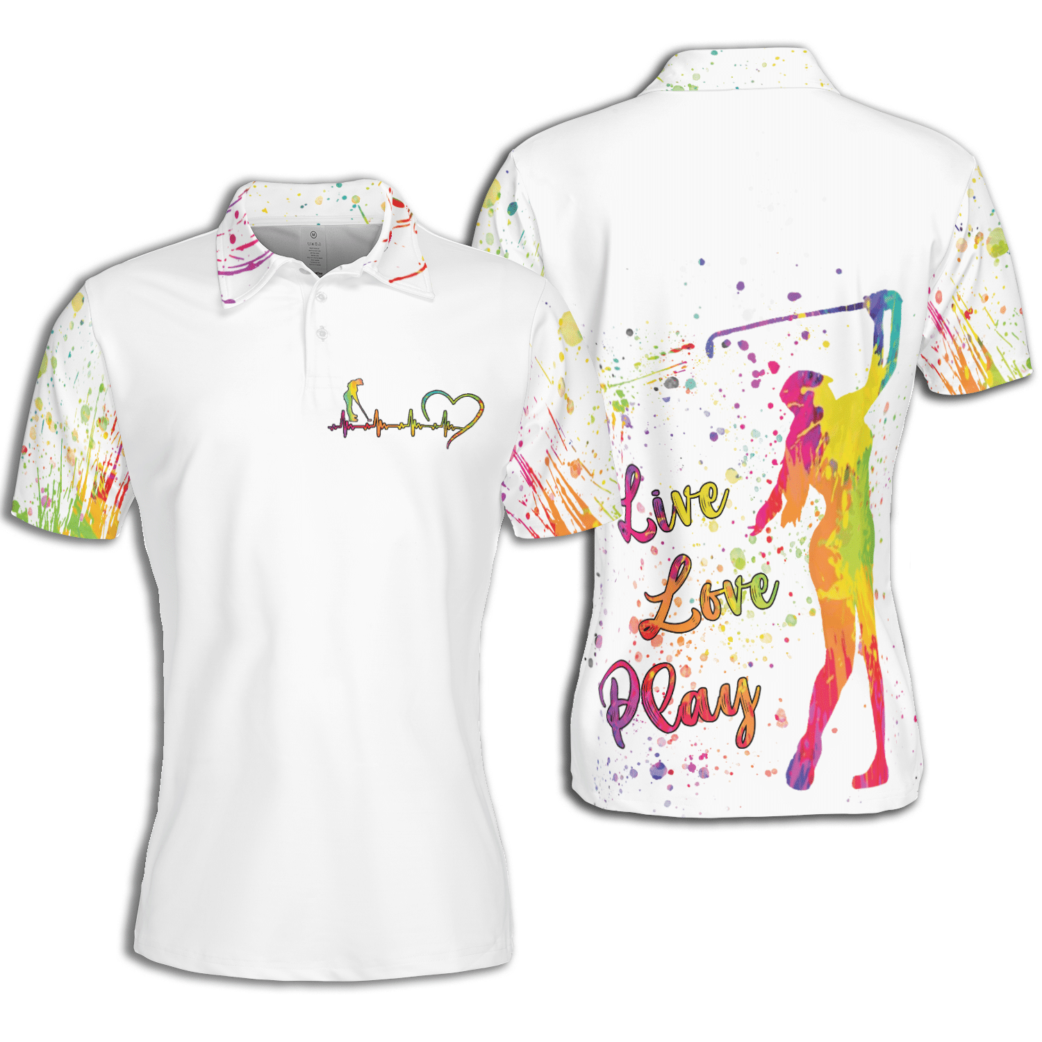 Golf Live Love Play White Short Sleeve Woman Polo Shirt