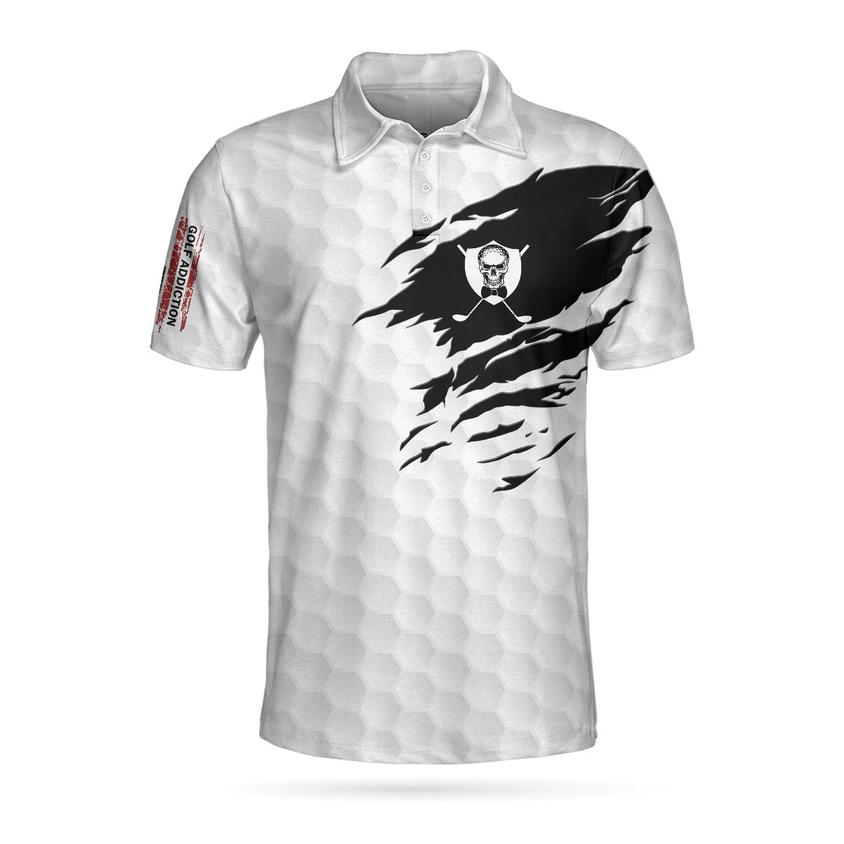 Golf Love Heart Skull Polo Shirt Golf Pattern Skeleton Golfer American Flag Polo Shirt Best Golf Shirt For Men