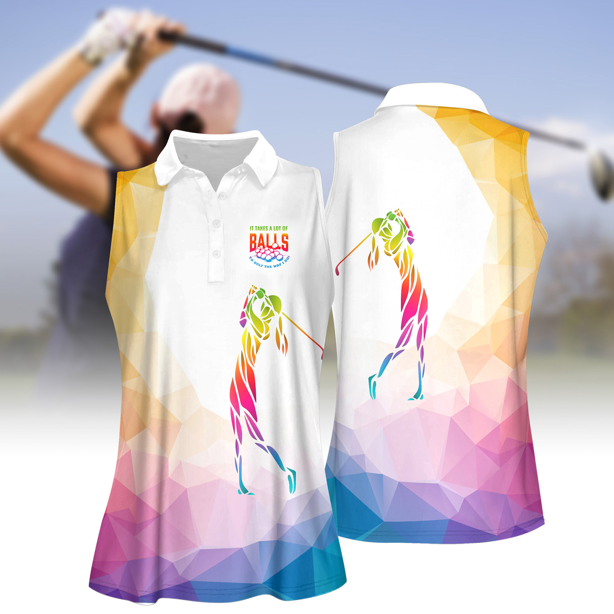 Golf Low-poly Style Women Short Sleeve Polo Shirt Sleeveless Polo Shirt