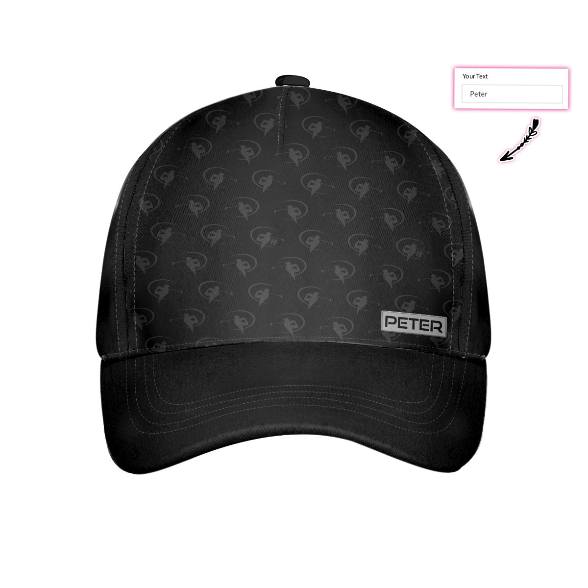 Golf Pattern Cap In Black Color Custom Cap