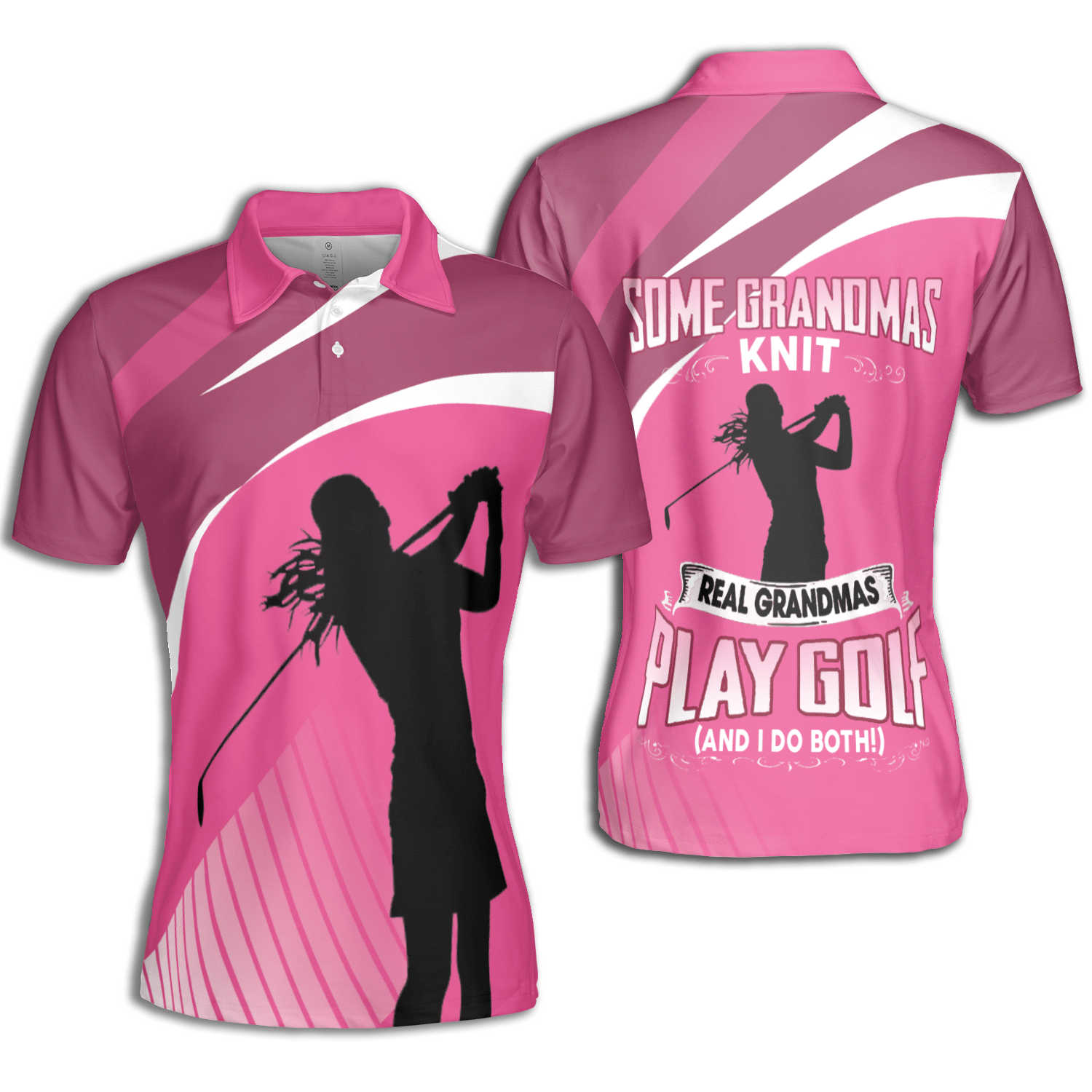 Golf Real Grandmas Do Both Knit And Play Golf Women Pink Short Sleeve Woman Polo Shirt