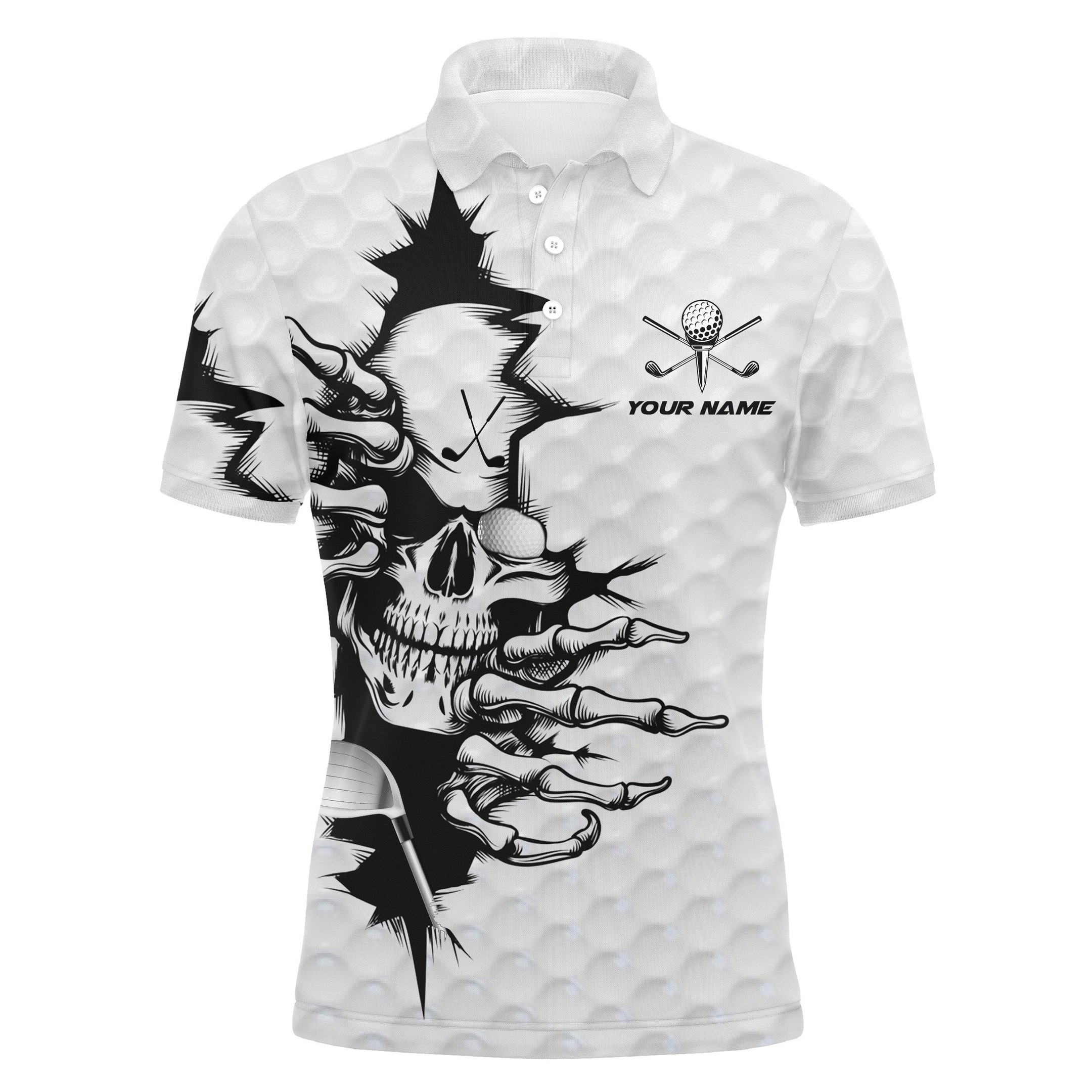 Golf Skull Dry Fit Upf White Polo Shirts For Men Personalized Golf Gifts For For Golf Lovers