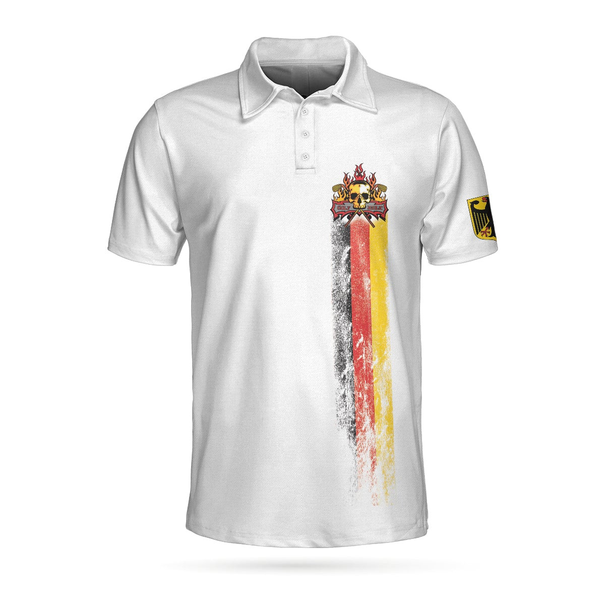 Golf Skull German Flag Short Sleeve Polo Shirt Black Wet Paint Skull Polo Shirt Germany Golf Shirt For Men