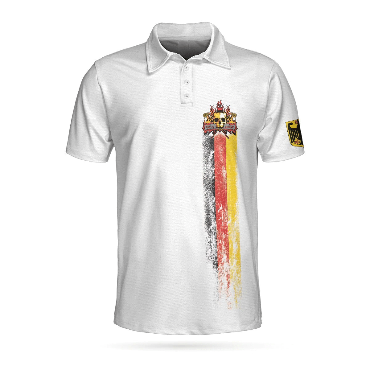 Golf Skull German Flag Short Sleeve Polo Shirt Black Wet Paint Skull Polo Shirt Germany Golf Shirts Short Sleeve Polo For Men