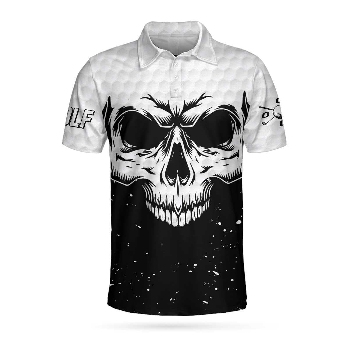 Golf Skull Pattern Black And White Polo Shirt Golf Pattern Polo Shirt Best Golf Shirt For Men