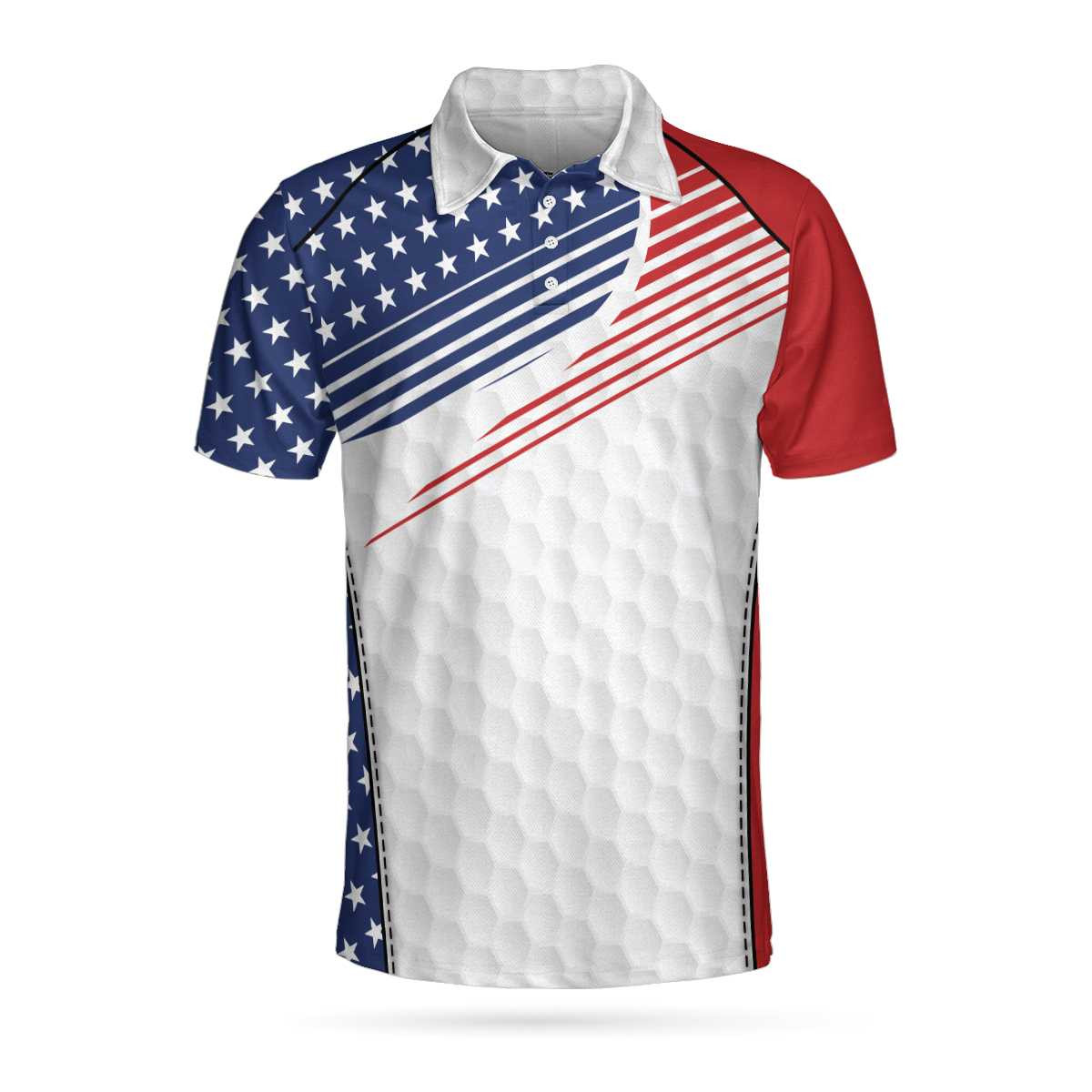 Golf Skull Wear Hat Short Sleeve USA Golf Polo Shirt American Flag Polo Shirt Patriotic Golf Shirt For Men