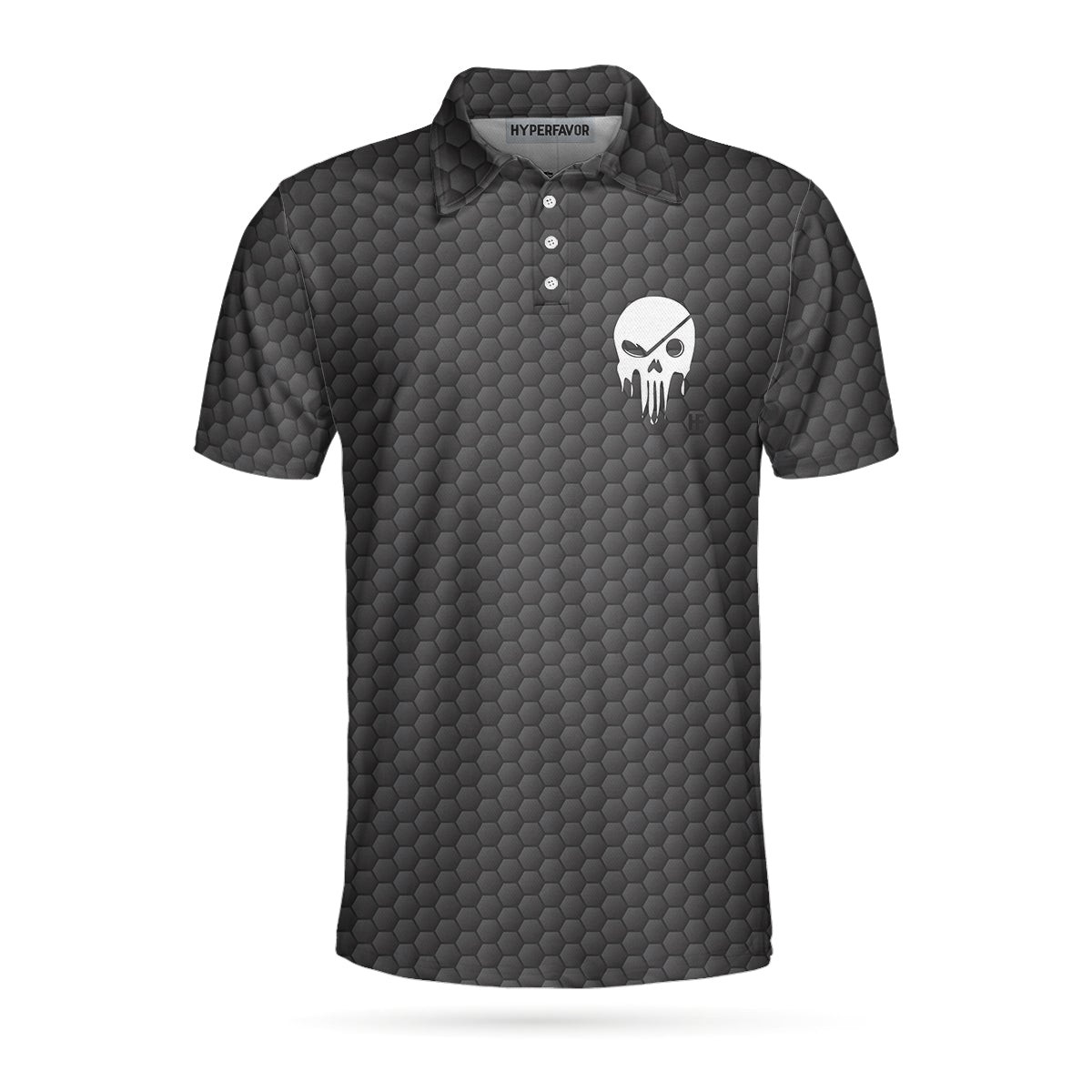 Golf Some Grandpas Polo Shirt Black Golf Seamless Pattern Skeleton Golfer Skull Golf Shirt For Men