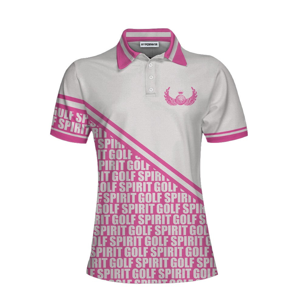 Golf Spirit In Pink Golf Short Sleeve Women Polo Shirt White And Pink Golf Shirt For Ladies Unique Female Golf Gift