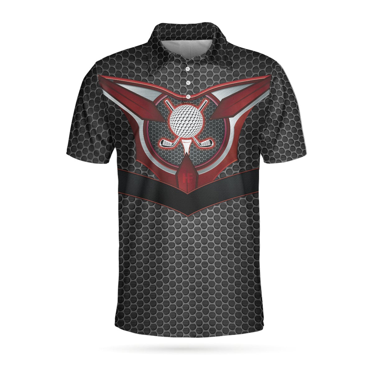 Golf Tech Style Polo Shirt Black Steel Hornet Nest Pattern Polo Shirt Best Golf Shirt For Men