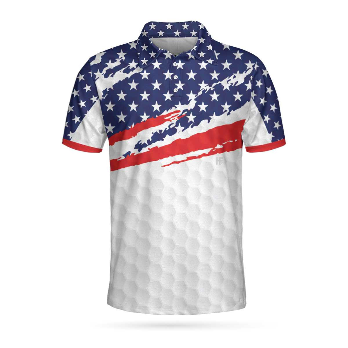 Golf Texture Short Sleeve USA Golf Polo Shirt American Flag Polo Shirt Patriotic Golf Shirt For Men