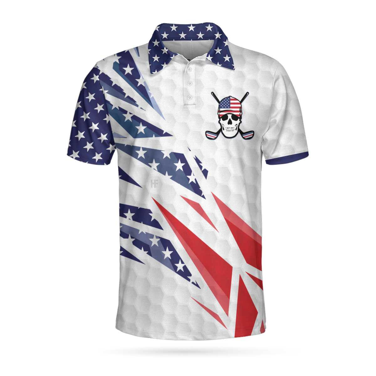 Golf Texture Swing Short Sleeve Golf Polo Shirt Fierce American Flag Polo Shirt Patriotic Golf Shirt For Men