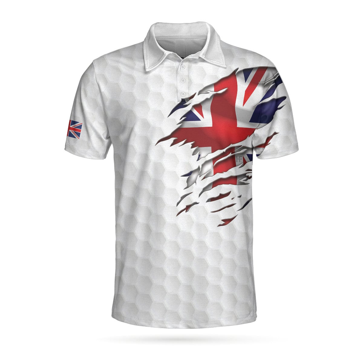 Golf Texture United Kingdom Polo Shirt Great Britain Union Jack Polo Shirt UK Golf Shirt For Men