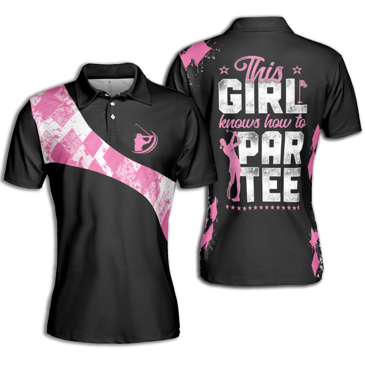 Golf This Girl Knows How To Par Tee Pink Short Sleeve Woman Polo Shirt