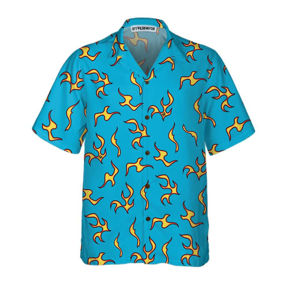 Golf Wang Flame Pattern Hawaiian Shirt Unique Flame Shirt For Men Flame Print Shirt