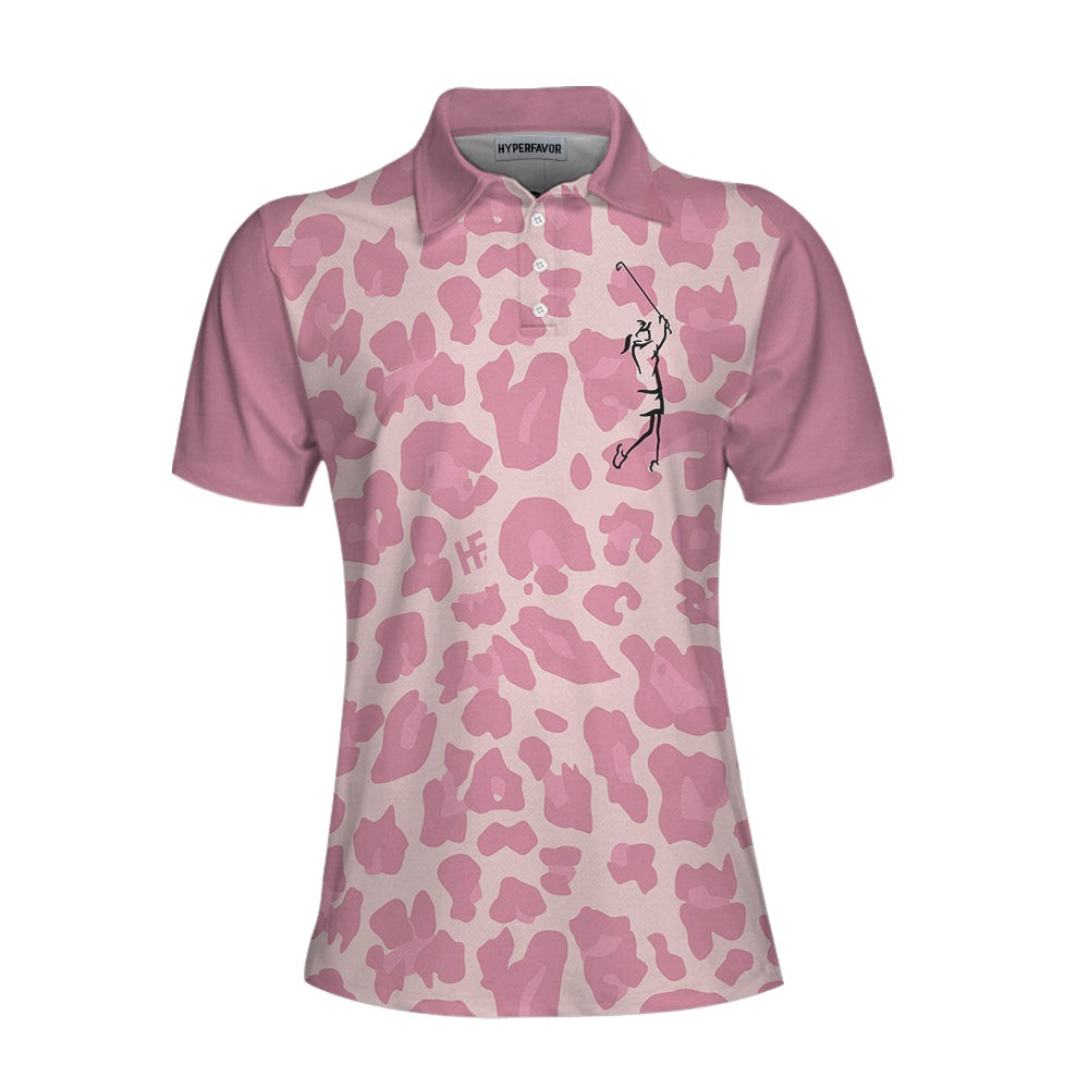 Golf Women Short Sleeve Women Polo Shirt Pink Leopard Shirt For Golf Ladies Funny Golf Shirt With Sayings