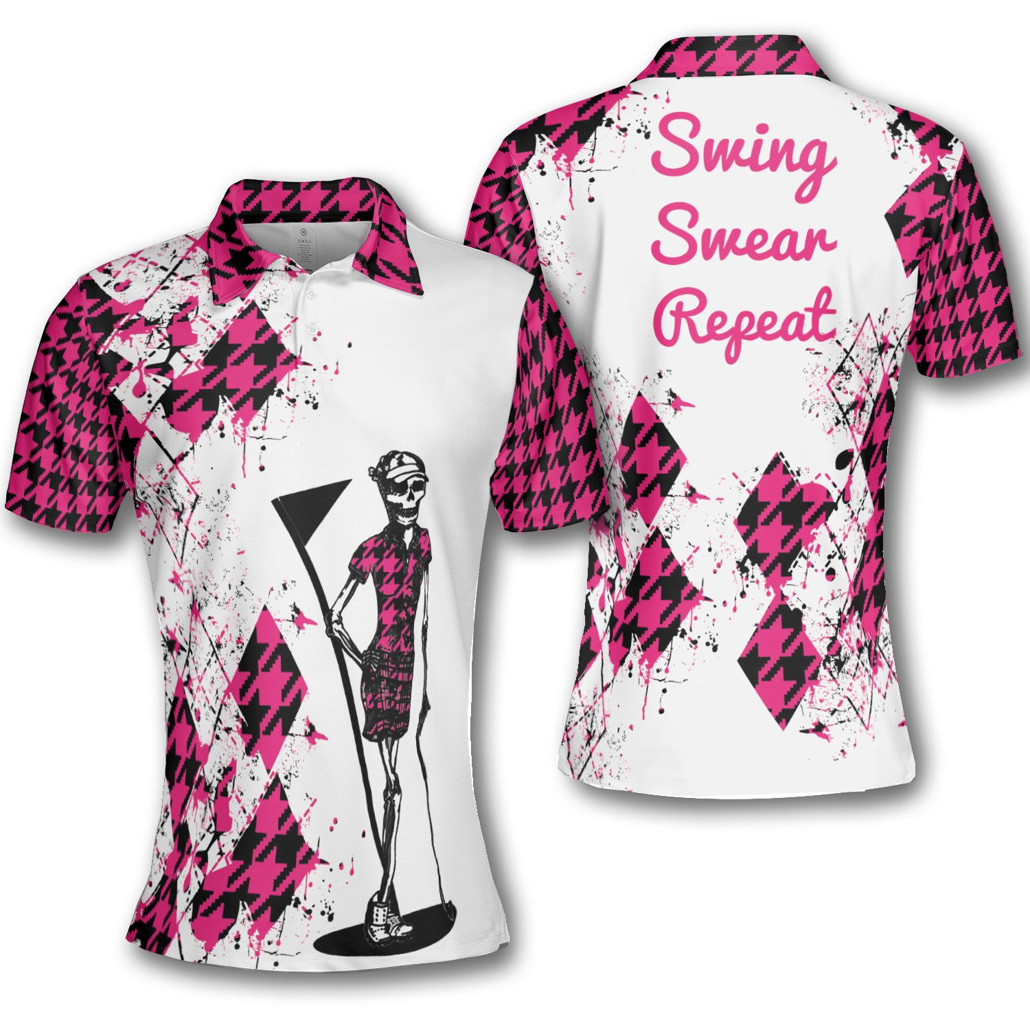 Golf Zebra Women Swing Swear Repeat Short Sleeve Woman Polo Shirt