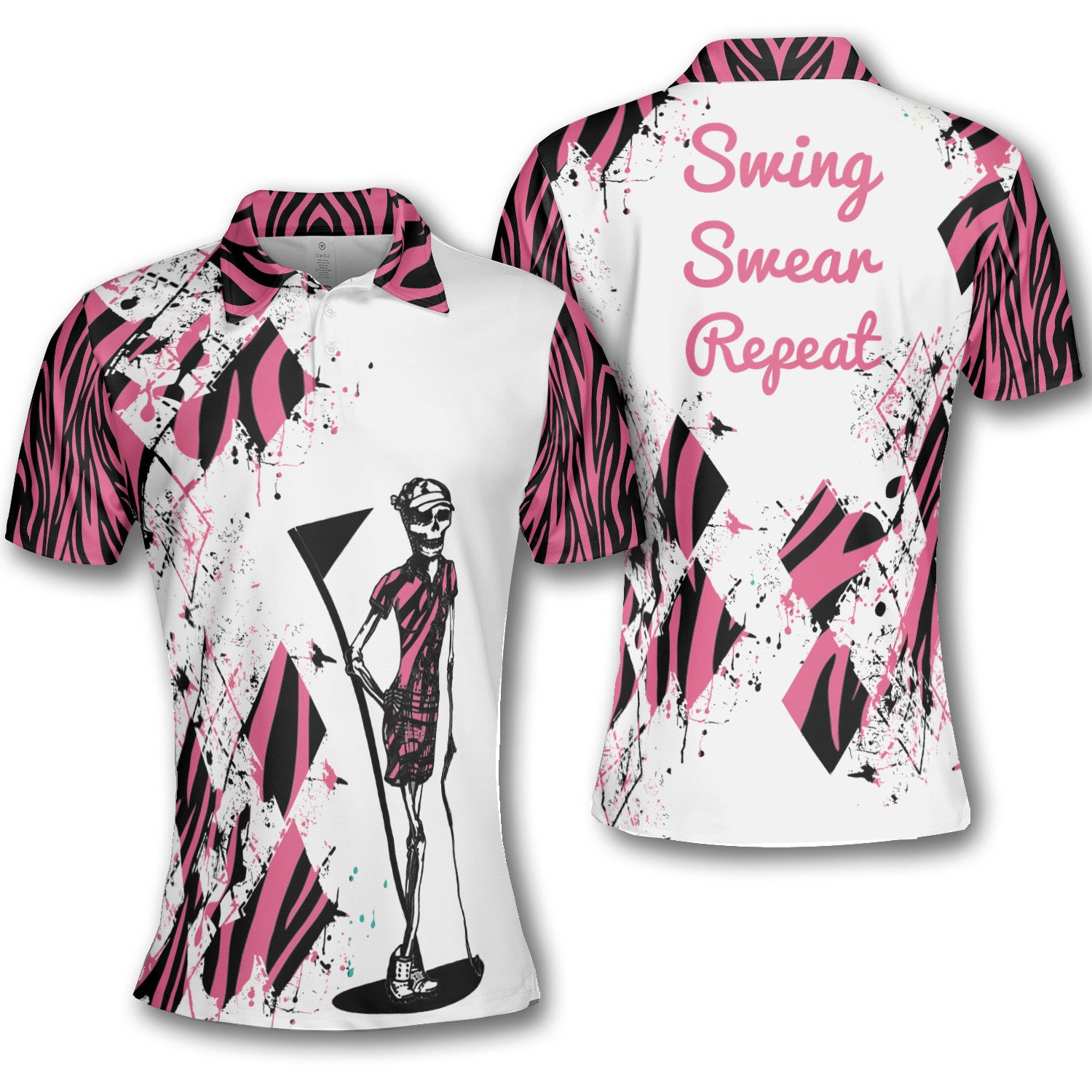 Golf Zebra Women Swing Swear Repeat Ver 2 Short Sleeve Woman Polo Shirt