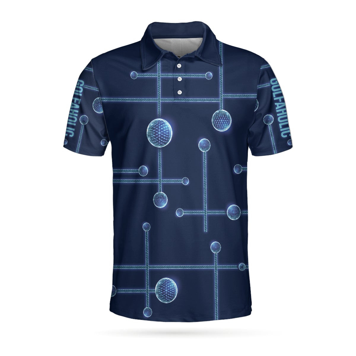 Golfaholic Geometric Golf Ball Low Poly Design Polo Shirt Digital Golf Polo Shirt Best Golf Shirt For Men