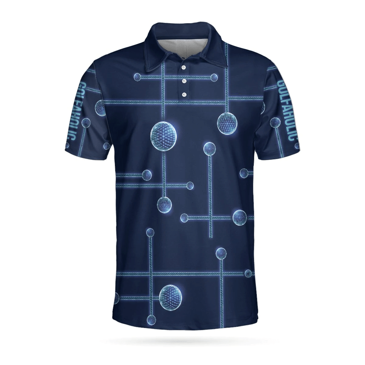 Golfaholic Geometric Golf Ball Low Poly Design Polo Shirt Digital Golf Polo Shirt Best Golf Shirts Short Sleeve Polo For Men