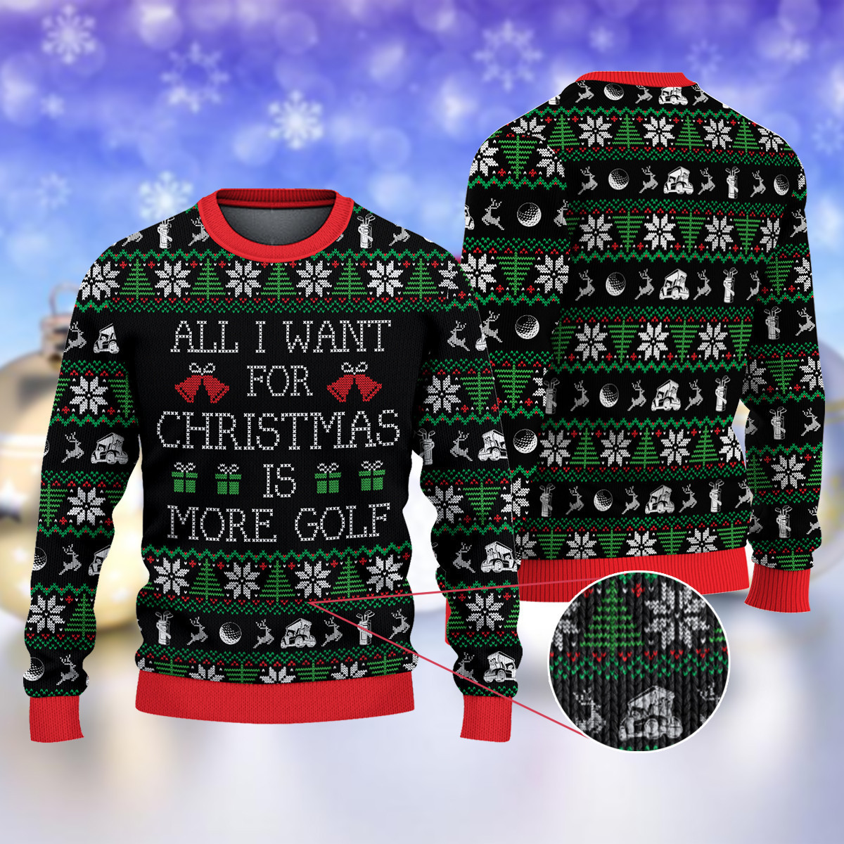 Golfer All I Want for Christmas V2 Ugly Sweater For Men Women Holiday Sweater