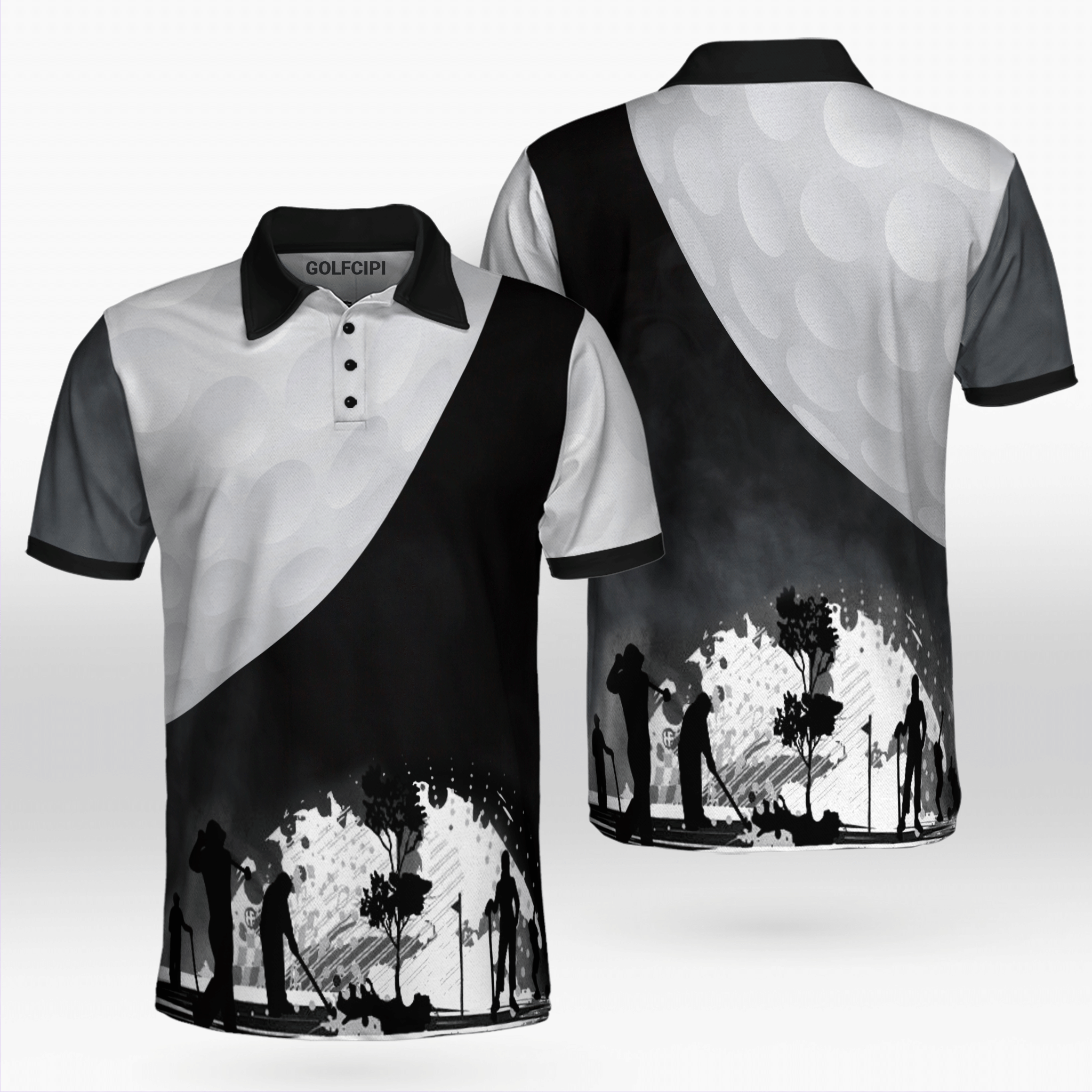 Golfer Art Background Golf Ball Black Polo Shirt Best Golf Shirts For Men