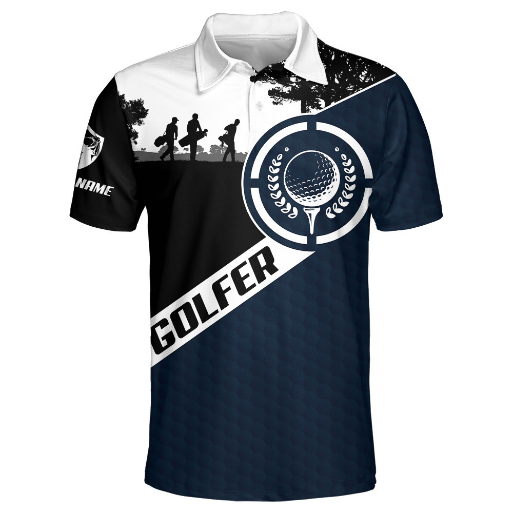 Golfer Personalized Name Navy Golfer Polo Shirt