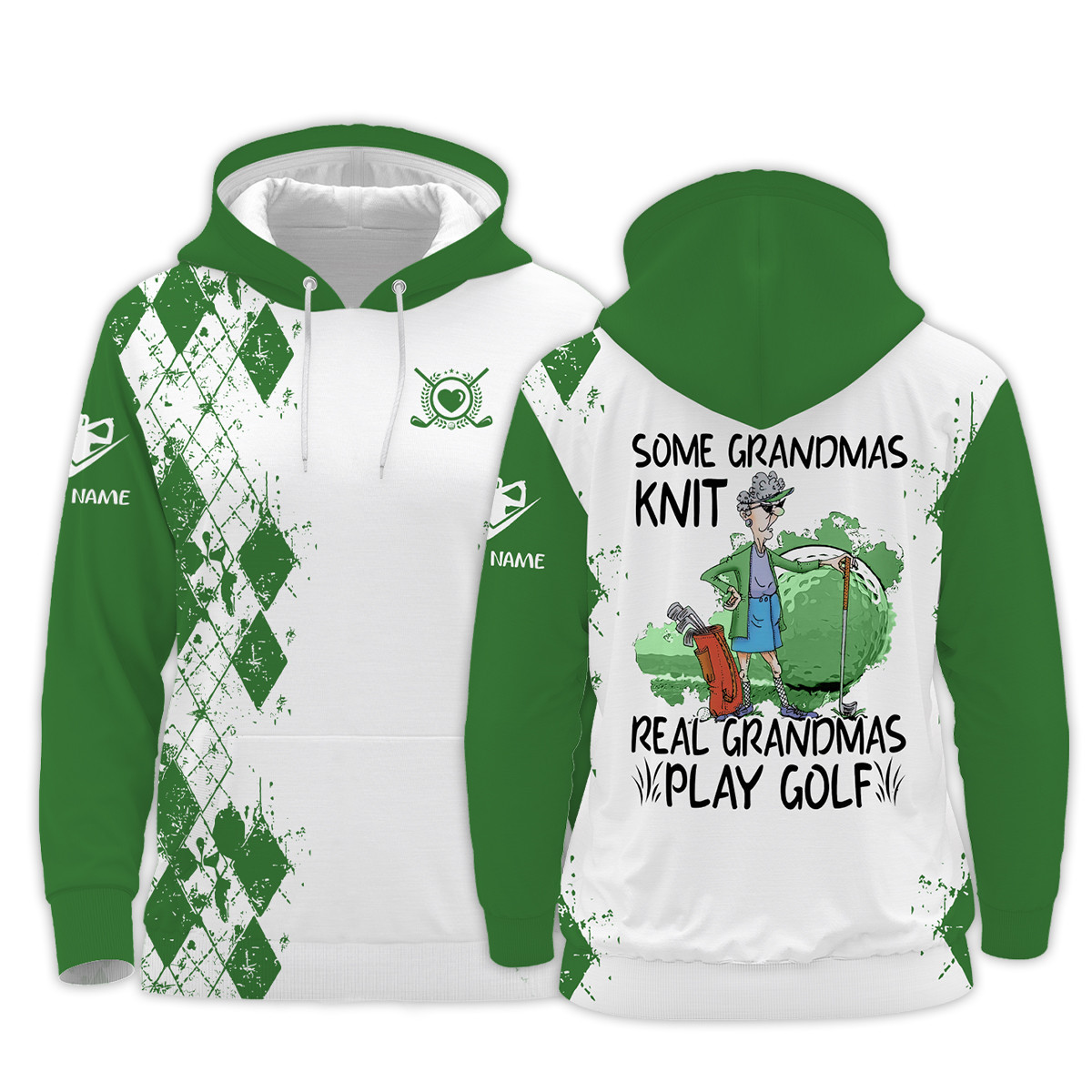 Golfer Personalized Name Some Grandmas Knit Real Grandmas Play Golf Bomber Shirt Golf Hoodie Shirt For Woman