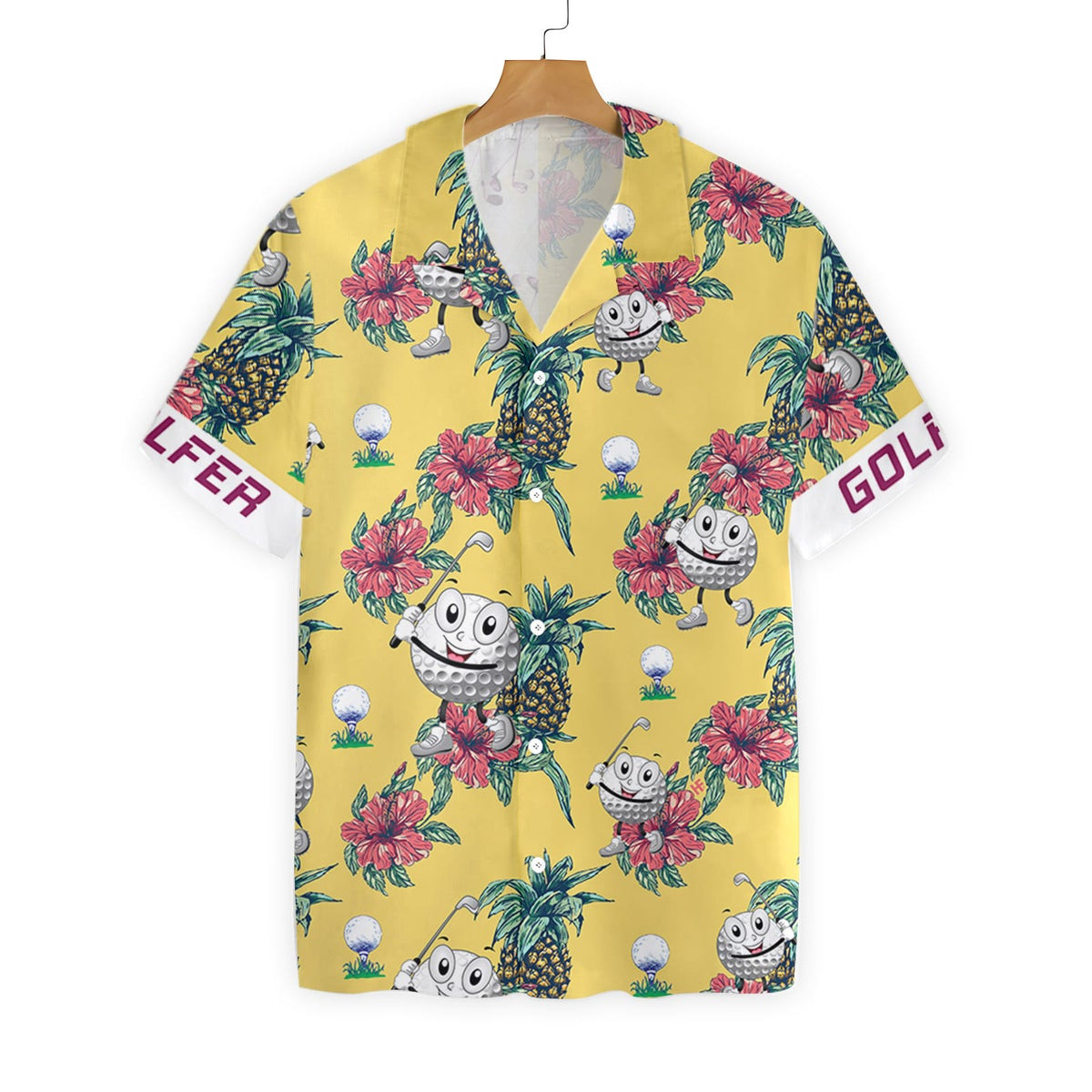 Golfer Pineapple Seamless Pattern Custom Hawaiian Shirt