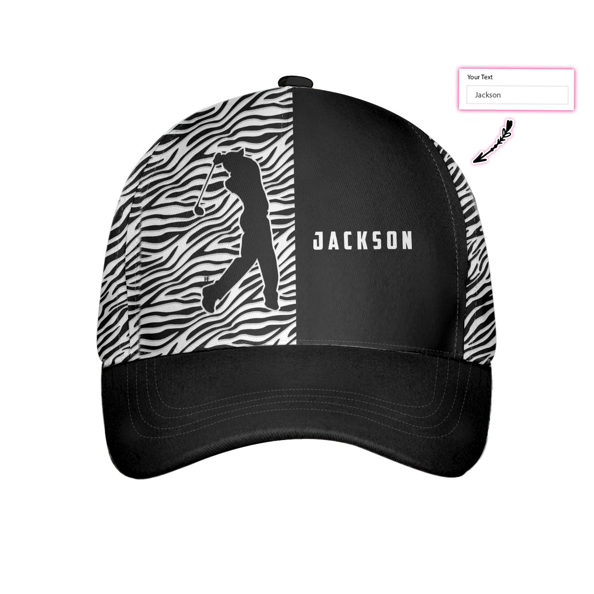 Golfer Zebra Pattern Golf Cap Custom Cap