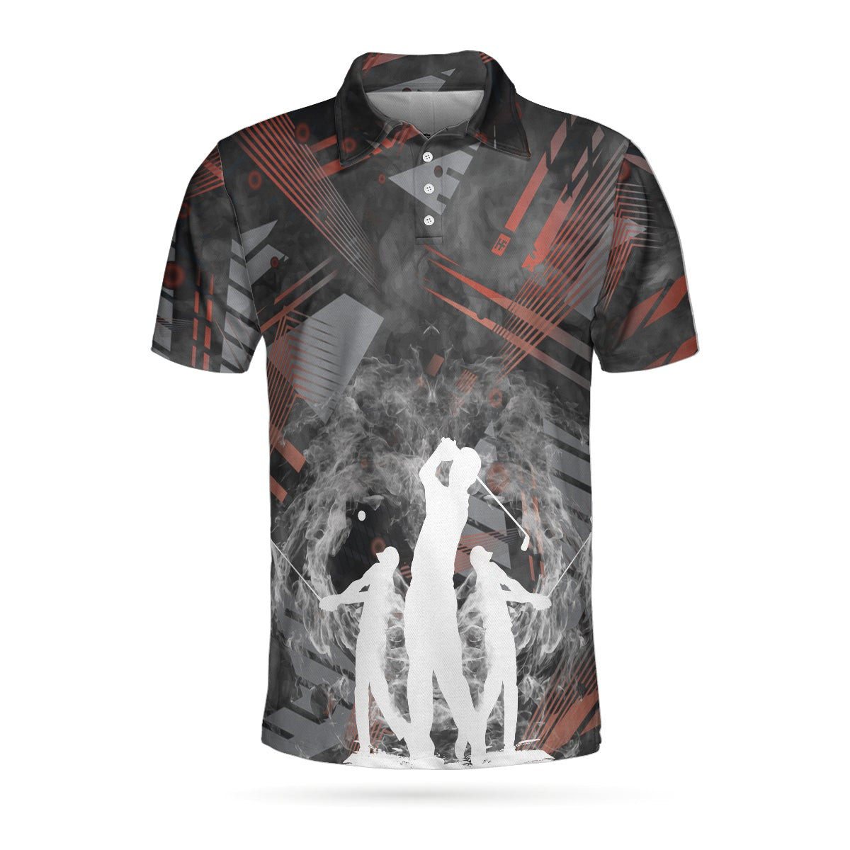 Golfers On Art Pattern Polo Shirt Smoke Digital Theme Polo Shirt Best Golf Shirt For Men