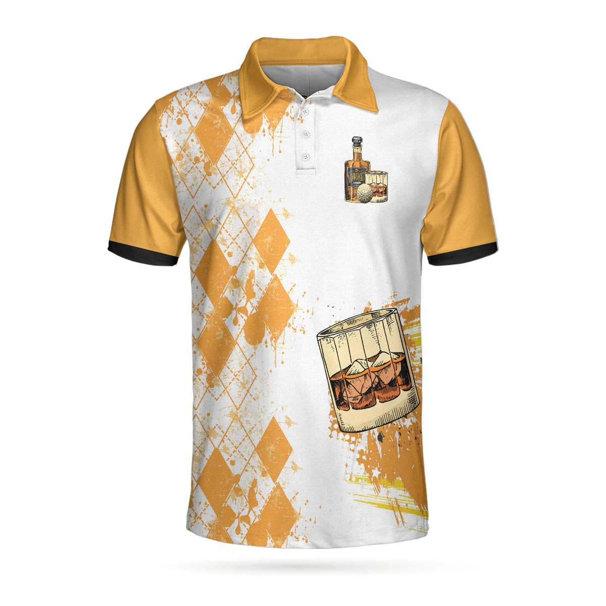 Golfing And Drinking Solve My Problems Polo Shirt Argyle Pattern Whisky Polo Shirt Wine Golf Shirt For Men