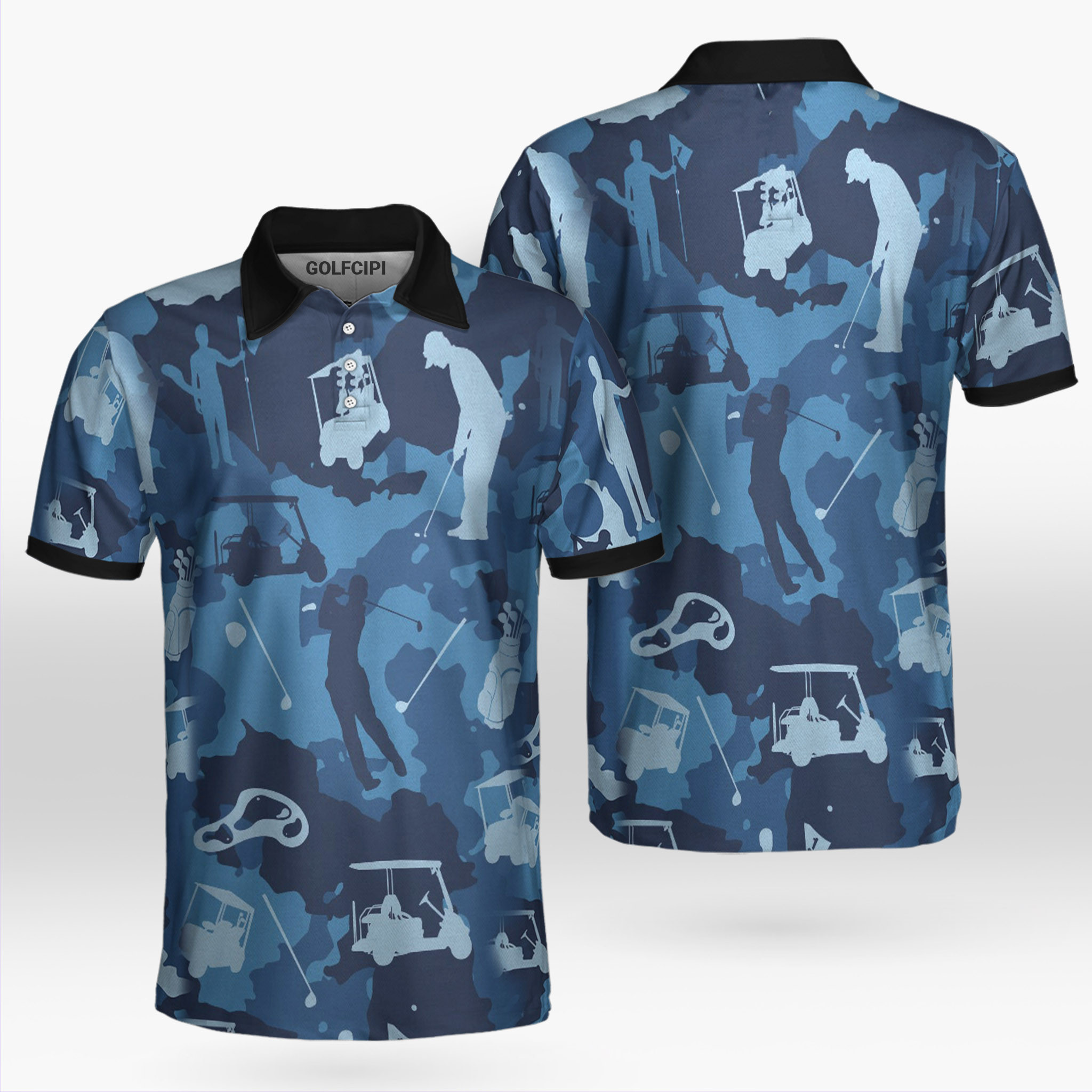 Golfing Camo Blue Golf Shirt Best Golf Shirts For Men